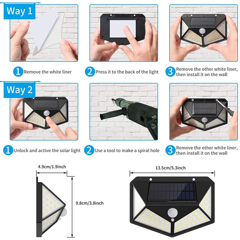 چراغ دیواری خورشیدی Solar Plus مدل 100 LED